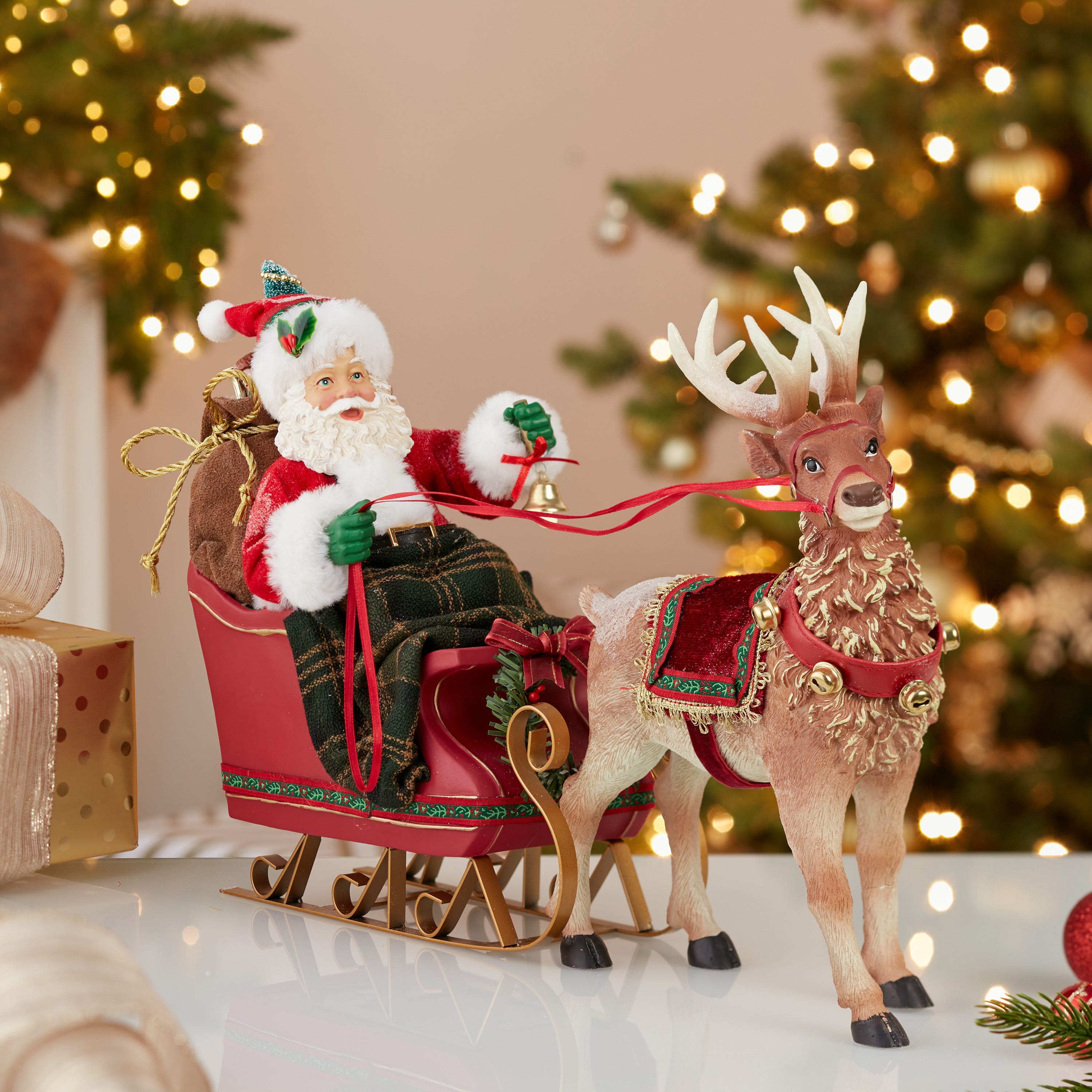 Kurt Adler 10-Inch Santa in Sleigh with Deer